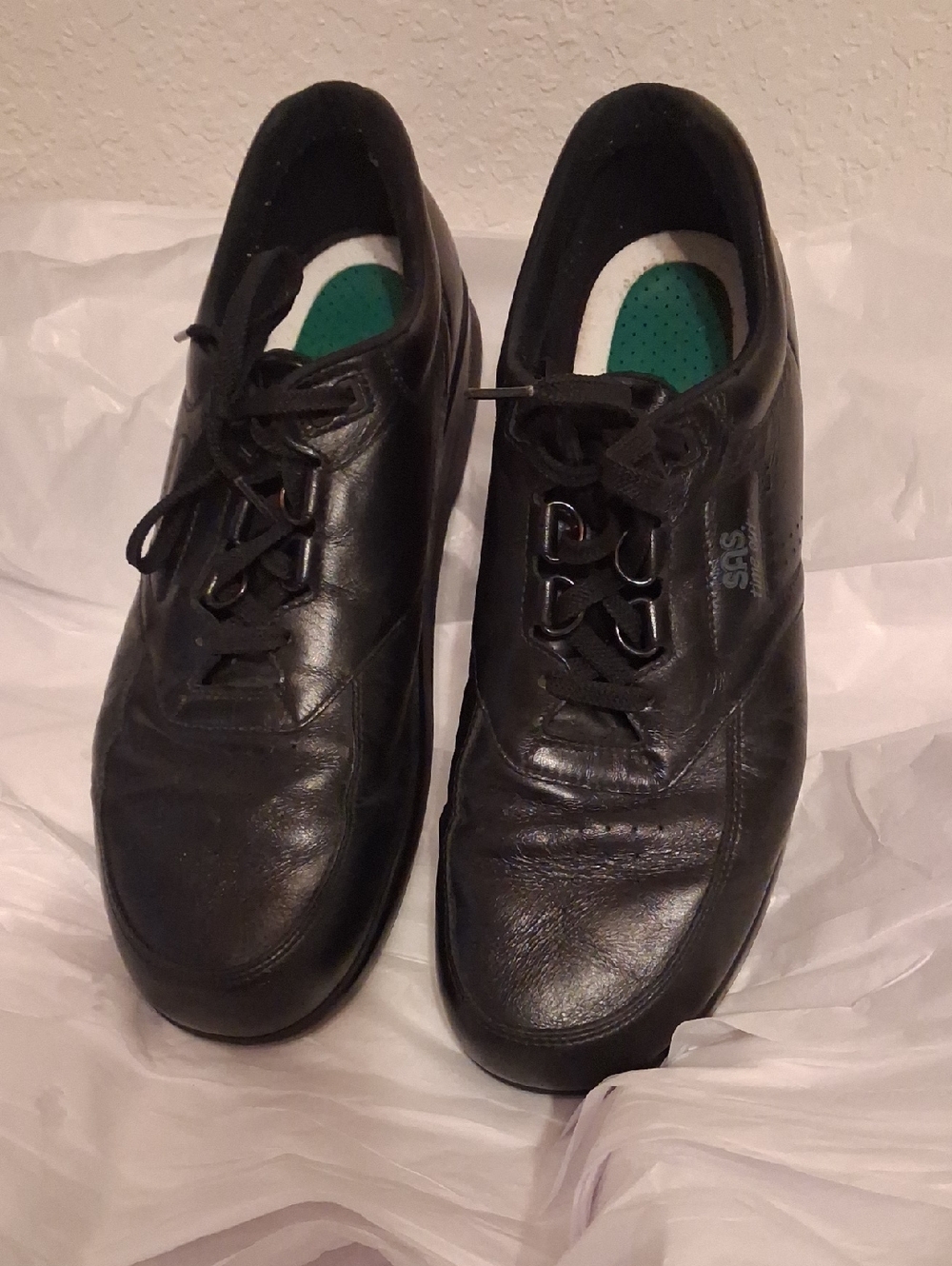 SAS Mens Black Leather Lace-Up Loo Shoes Sz 10.5
